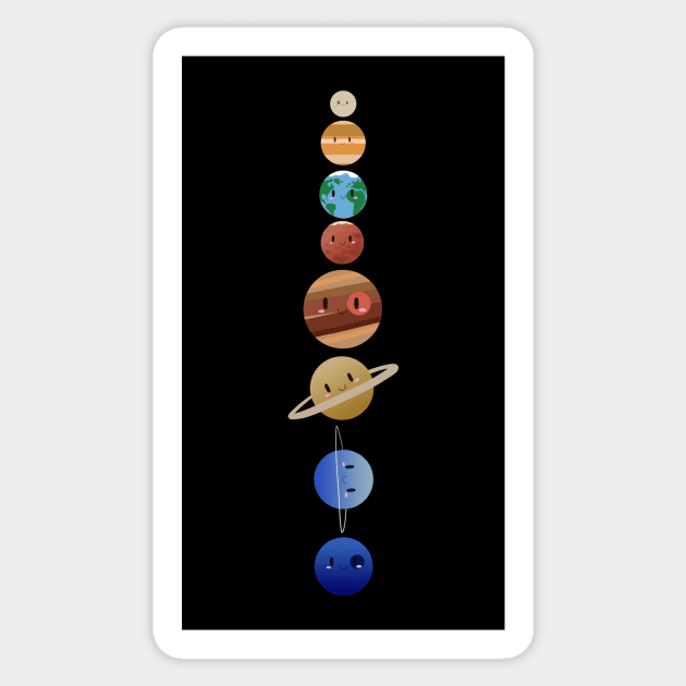 Cute Solar System - All Lined Up Sticker by SaganPie